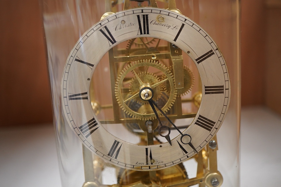 A Victorian skeleton clock under dome, 30cm